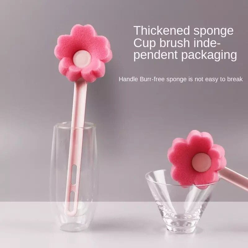 Long Handle Small Flower Cleaning Sponge, Cute Pink Glass Cup Brush, Bottle Tea Glass Cup Cleaning Soft Brush, Flower Shaped Bottle Brush Long Handle Small Flower Cleaning Sponge, Cute Pink Glass Cup Brush, Bottle Tea Glass Cup Cleaning Soft Brush, Flower Shaped Bottle Brush